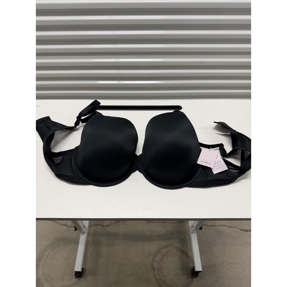 Auden Lined Demi Bra Black Underwire Mesh Wings 42C NWT